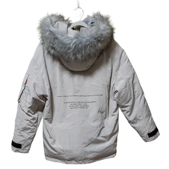 Aelfric Eden solid color plush hooded winter coat parka multi pockets un… Men